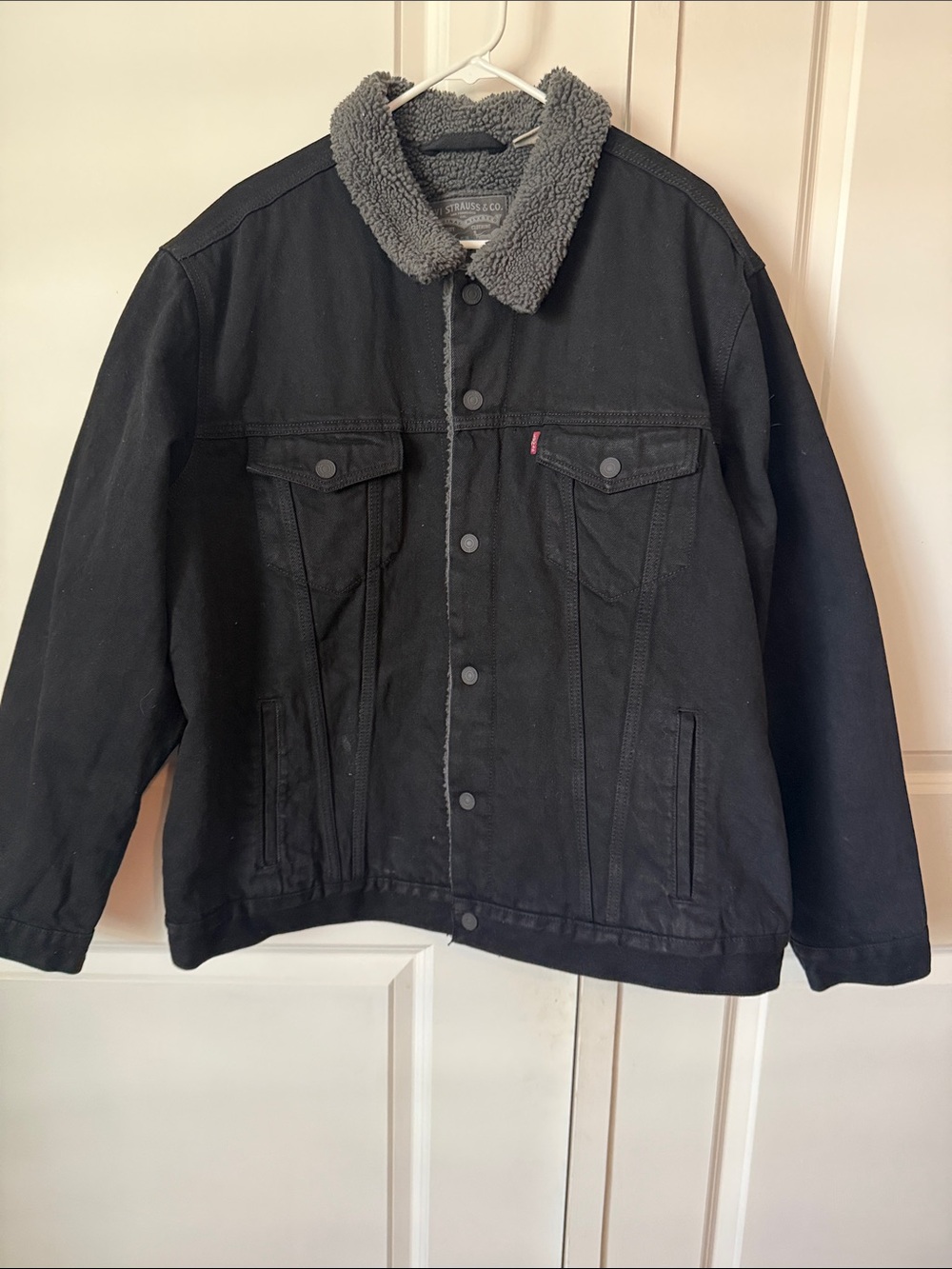 Levi's Black Jacket with Gray Sherpa Collar